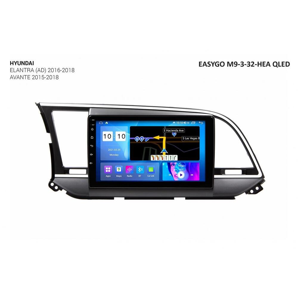 Штатна мультимедіа EasyGo M9-3-32-HEA QLED для Hyundai Elantra (AD) 2016-2018, Avante 2015-2018
