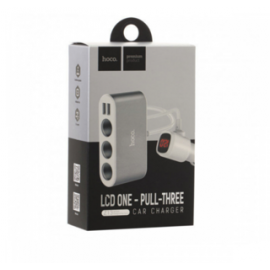 HOCO Z13 LCD 3car charger 2USB silver/white прикурювач на 24V